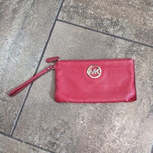 Michael Kors Red Leather Wristlet